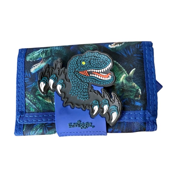 Smiggle Other - SMIGGLE Kid’s Dinosaur Trifold Wallet Velcro Blue Green